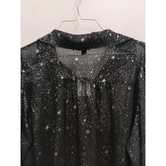 Torrid Womens Black Star Print Tissue Weight Top Size 12 Chiffon Puff Sleeve NEW - Picture 11 of 11